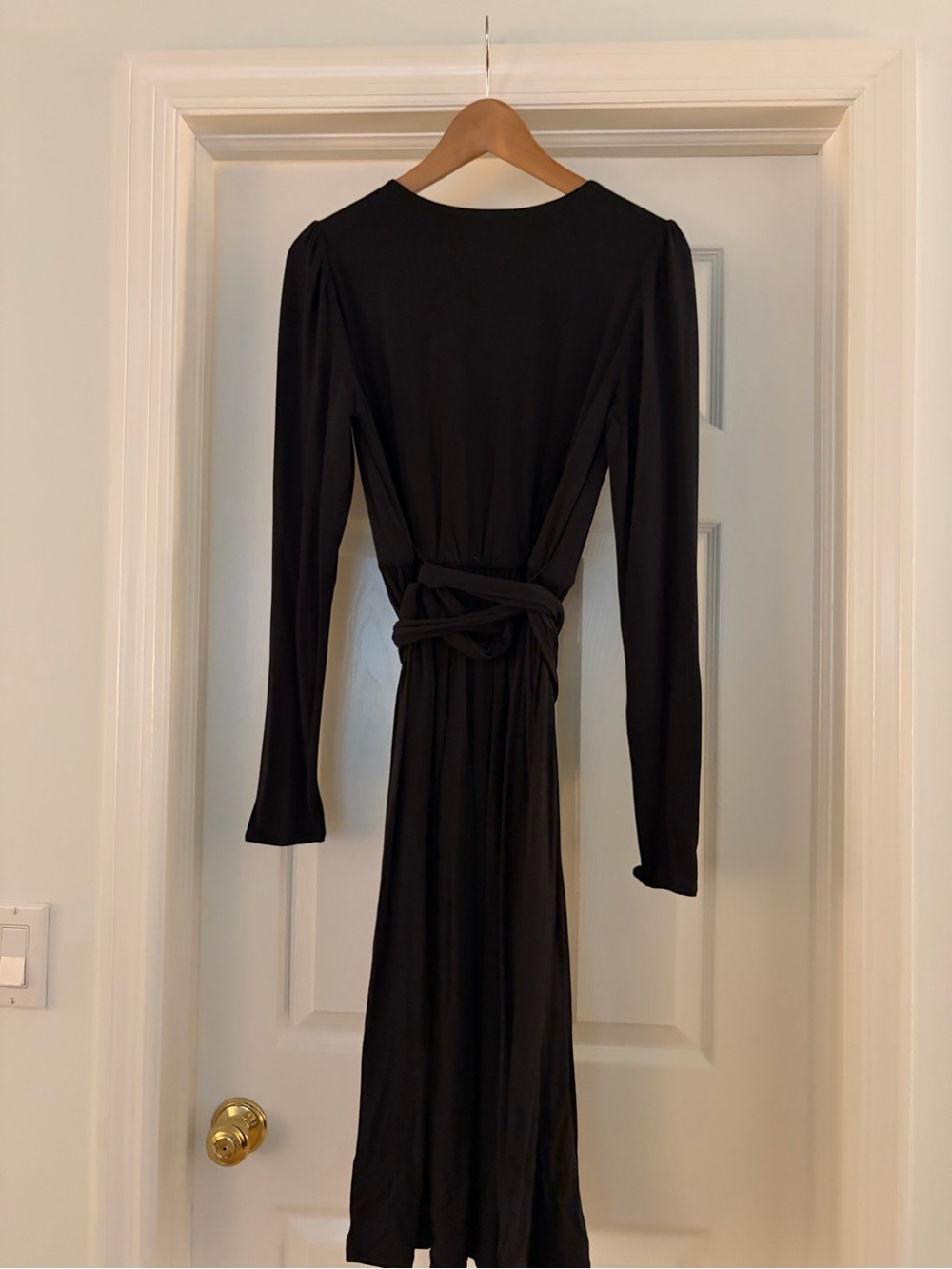 Rebecca Taylor Black Long-Sleeve Midi Wrap Dress